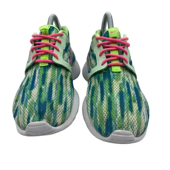 Nike Rosherun Flight Weight Running Shoes Pink Green Girls Youth 4.5 - Picture 4 of 8